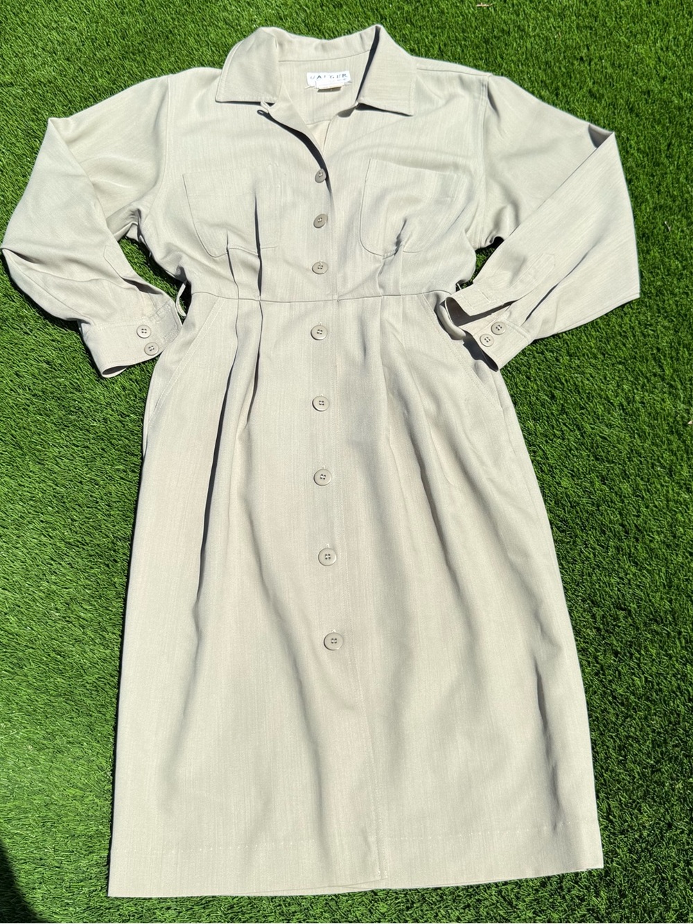 Vintage Jaeger wool linen shirt dress